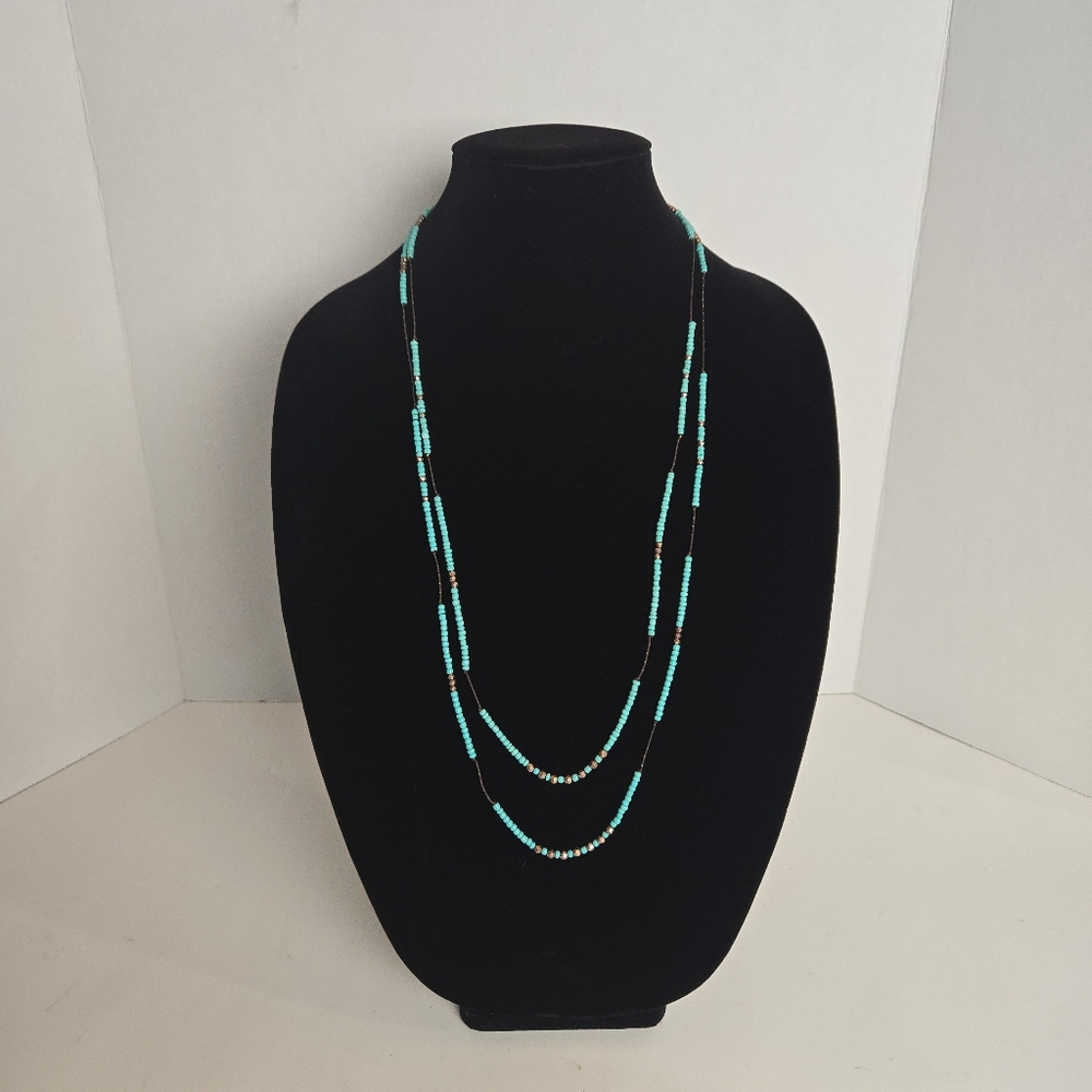 Double strand faux turquoise necklace